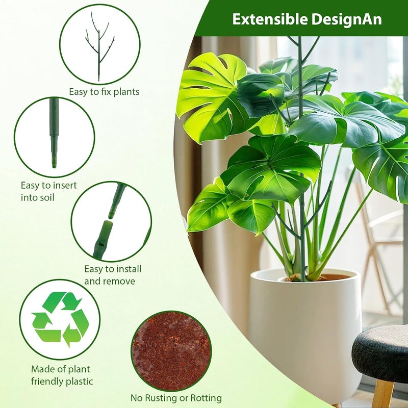 PERSZEN 15 Pack Stackable Plant Support Stakes, Garden Trellis for Climbing Plants Indoor and Outdoor Use, Plant Accessories for Potted Plants Monstera, Plant Sticks for Climbing Plant Stems - Image 5